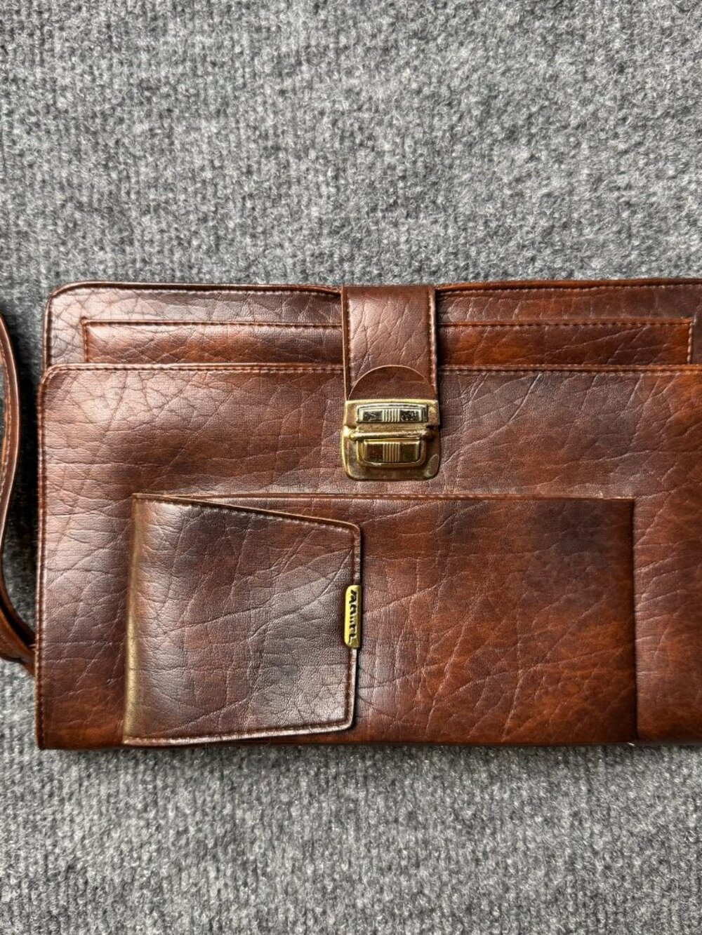 RAMEL Vintage Men's Travel Wallet Wristlet Clutch Cognac Brown DAMAGED AS IS